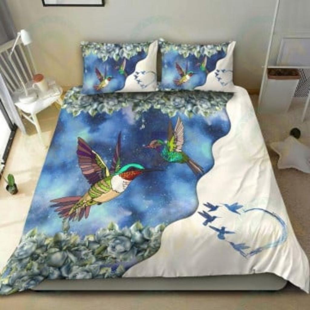 Tmarc Koszulka Kolekcja Letnia - Premium Poszewka na Kołdrę z Kolibrem Zestaw Dekoracja Sypialni Poszewka na Poduszkę