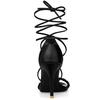 Allegra K Women's Black Lace-Up Sandals with Strap Heels and Stiletto High Heels, Size 24.5cm