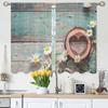 Daisies Kitchen Curtains Bouquet of Chamomile with Wooden Heart On Old Wooden Short Tier Curtains for Bathroom Cafe Small Window
