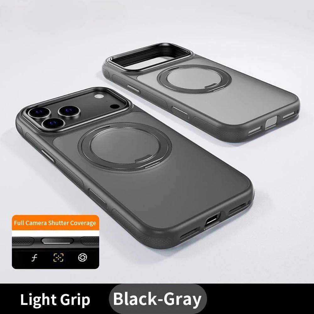 

360 Rotatable Ring Phone Case Magnetic for Magsafe For iPhone 17 16 15 14 Pro Max Ring Holder Kickstand Hard Cover iPhone 14 чёрный