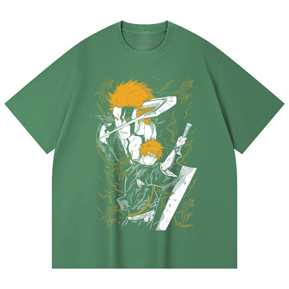 230 Gsm 100% Cotton Bleach V2 Ichigo Print Unisex Heavy Cotton T Shirt