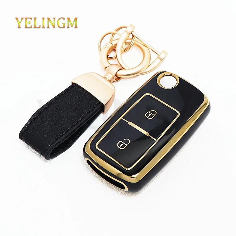 Auto For Vw Amarok Polo Golf Mk4 Bora Jetta Altea For Seat For Skoda Octavia Fabia 2 Button Tpu Car Key Case Cover Protection