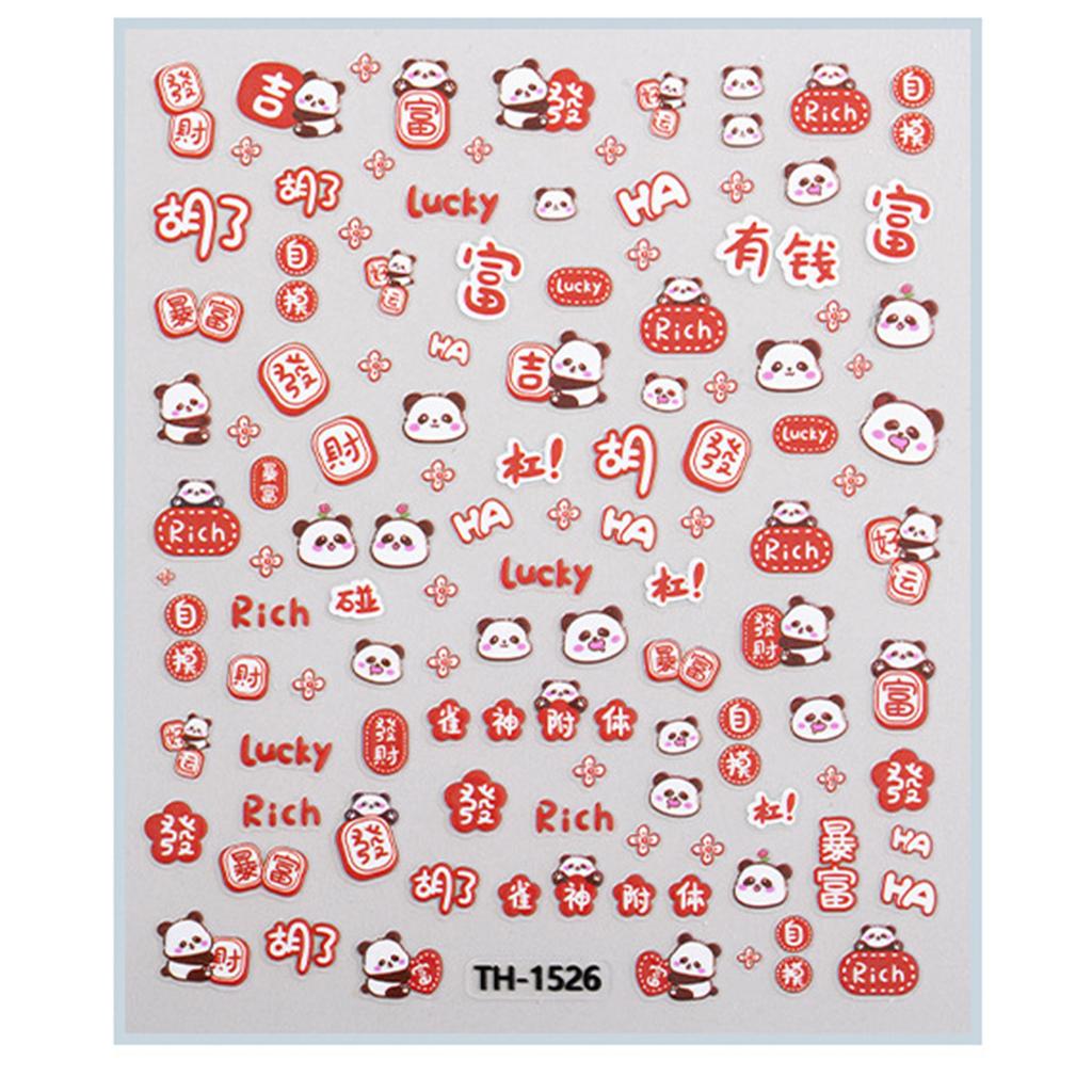 1 Sheet Chinese New Year Nail Stickers with Cartoon Designs Festival Nail Accesories Nail Decals for DIY Nail Art