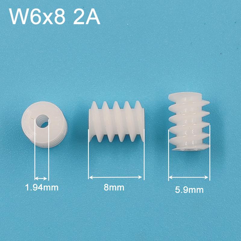W6x8.5 2A Plastic Worm Gear 0.5M 8mm / 8.5mm Length 6mm Diameter Helical Pinion DIY Model Toy Parts Accessories W6x8 2A