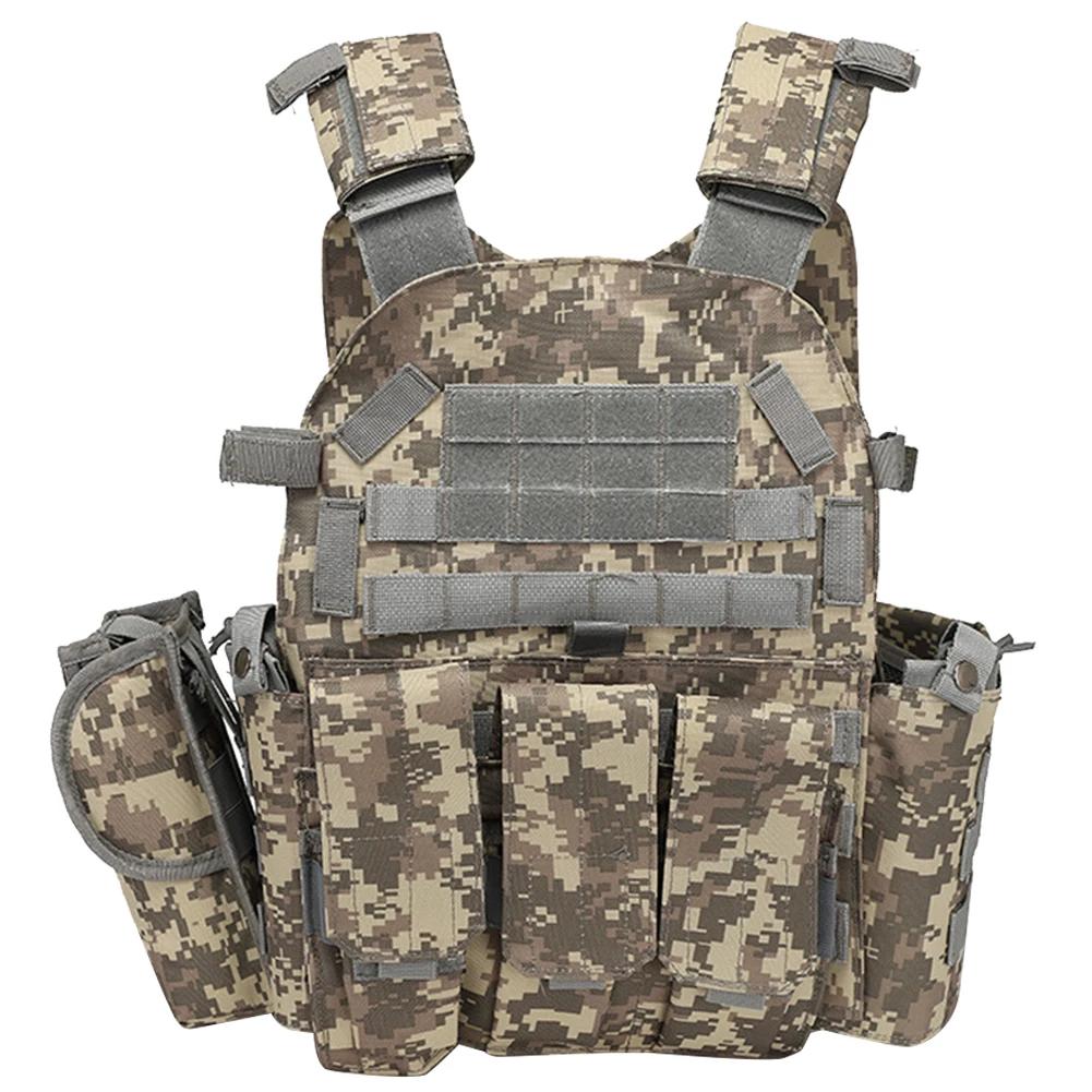 Camouflage Nylon Tactical Vest, Military Body Armor, Plate Carrier, Outdoor Airsoft Equipment with MOLLE, Combat Vest