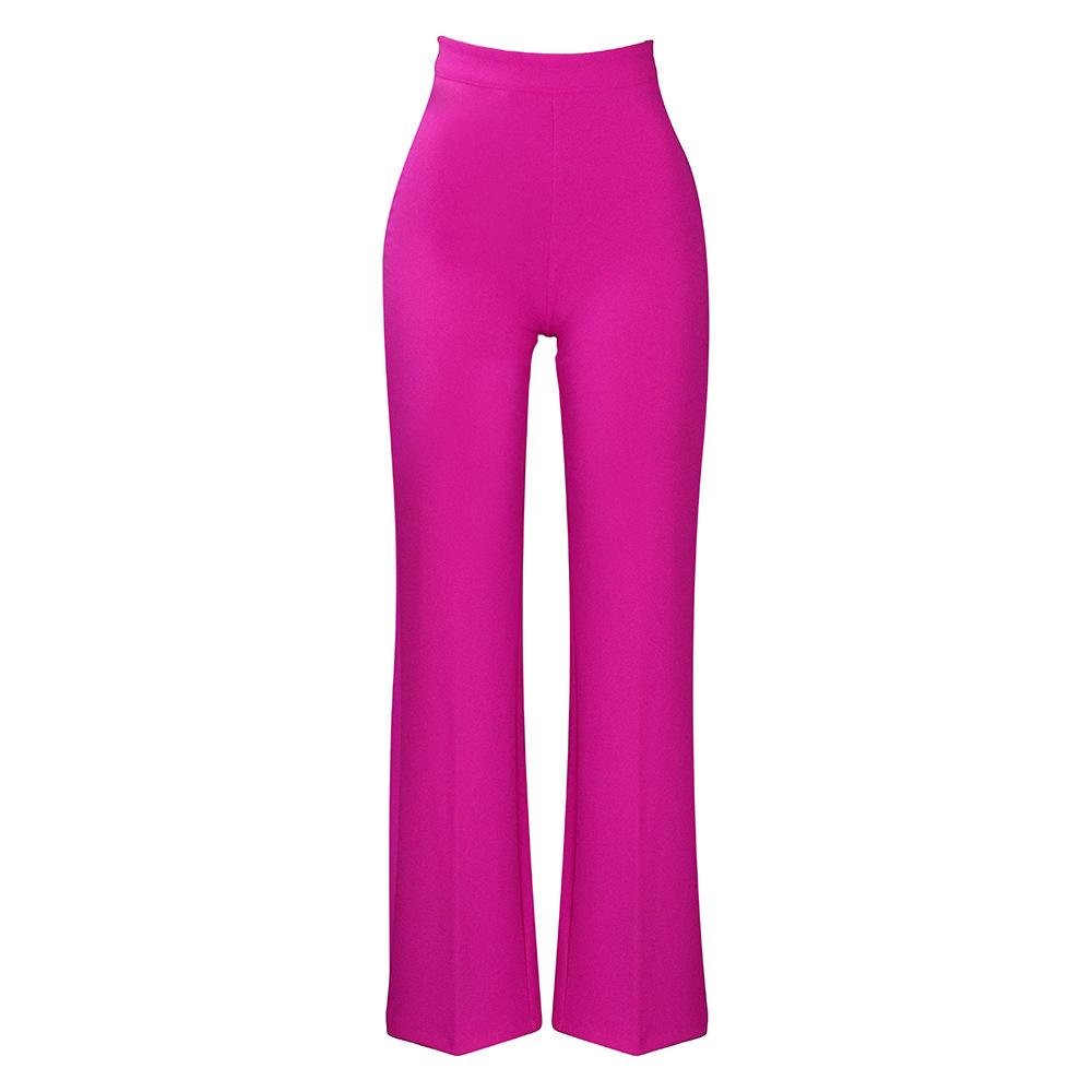Women's Fashion Casual Solid Color Print High Waist Trousers Pants & Capris