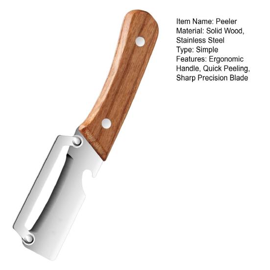 Multi-Peeler with Stainless Steel Blade & Wood Handle Bottle Opener Efficient Vegetable Fruit Peeler for Potatoes Carrots Quick Peeling Kitchen Tool