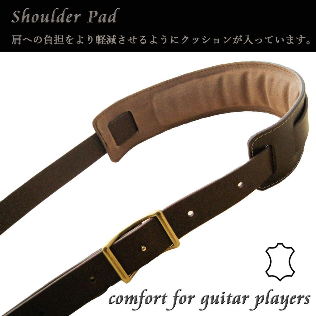 Bottega Glicine Echtes Italienisches Leder Gitarrengurt für Gitarre (Dunkelbraun) 100-150cm Bass/E-Gitarre