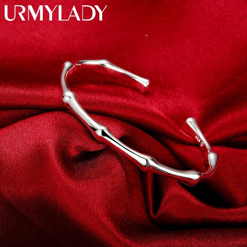 

Браслеты из стерлингового серебра 925 пробы для женщин Элегантный браслет в виде бамбукового колена Регулируемые украшения Adjustable