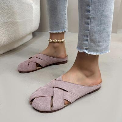 Women Mules 2025 Summer Elegant Square Closed Toe Flat Slippers Female Shoes Casual Mules Shoes Plus Size 35-43