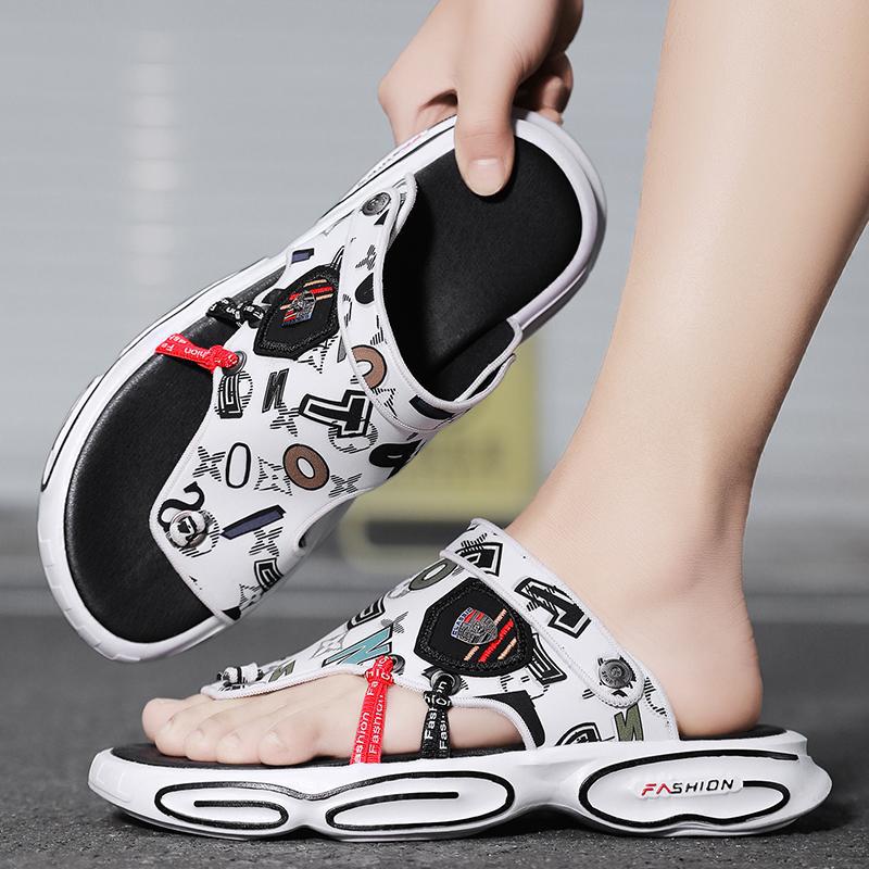 

2025 summer slippers men s wear trend sports fashion dual-purpose sandals beach fashion graffiti platform sandals 44 белый