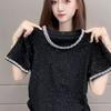 Summer Loose Fashion Round Neck Short Sleeve T Shirt Diamonds Slim Fit  Women