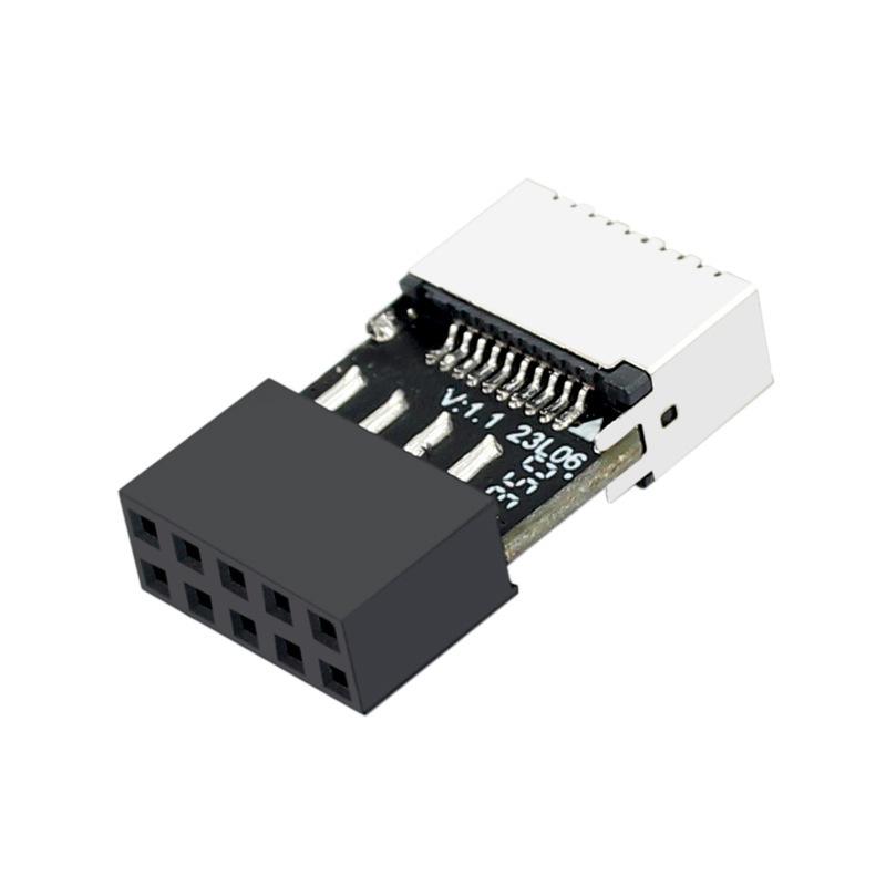 USB 2.0 to Type E Converter 9Pin USB to Type E Plug Extender Adapter for PC Case Motherboard USB C Slot 9PIN Cable Splitter