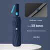 Good Weather Dual-Use Windproof Black Double Rib Umbrella - Three-Fold, Thickened, Solid Color Business Style