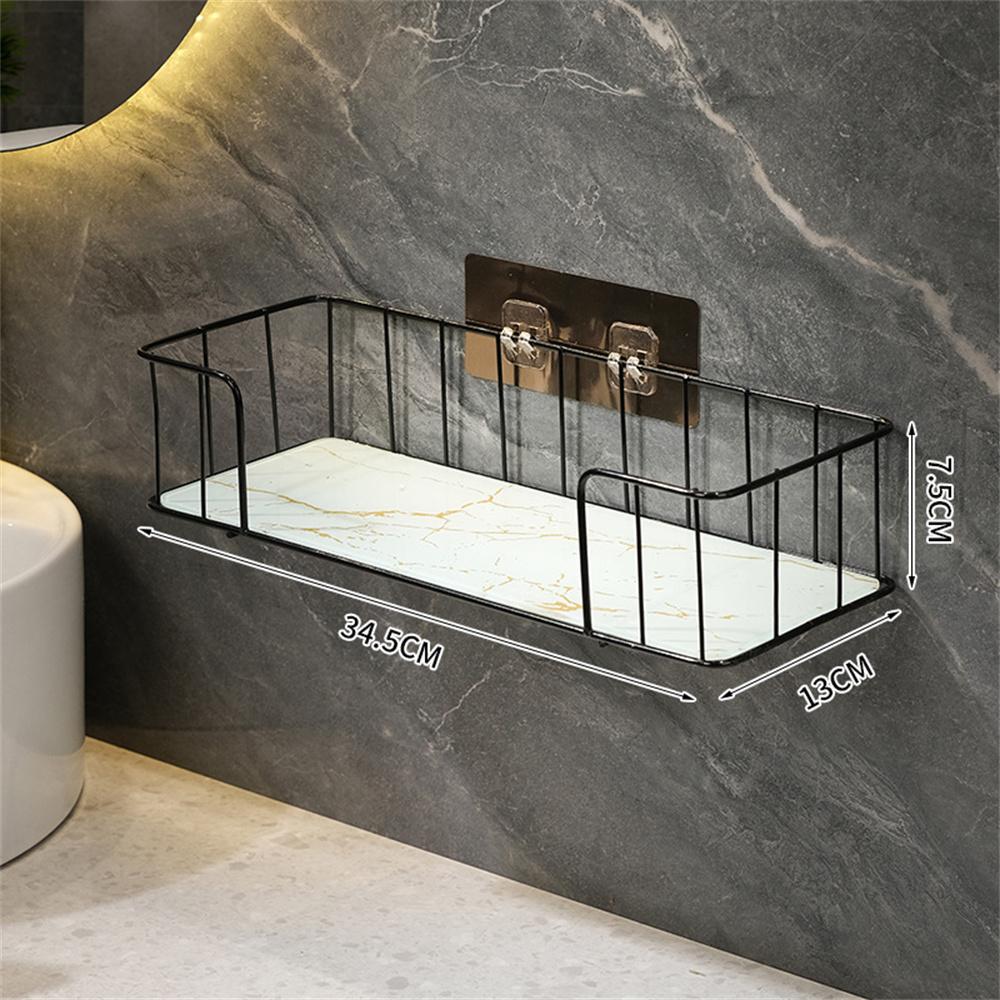 Toilet Table Wall Rack Without Punching Holes Bathroom Storage Rack Above The Toilet Marble Style Glass Plate Shelf Home Storage
