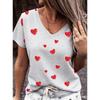 Women Valentine's Day Red Heart Print V-Neck Short Sleeve T-Shirt Tee Baseball Jerseys Stripe Women Oversized Sport T-Shirt