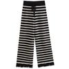 Fashion Wind New Fall Women's Clothing Stripes Contrast Color Straight-leg Fringed Burr Knitting Wool Pants 4 Colors