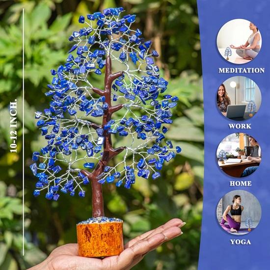 Albero della Vita in Cristallo di Lapislazzuli, Albero della Vita dei Chakra, Albero di Pietre Preziose Fatto a Mano, Albero dei Soldi per Energia Positiva, Decorazione Albero Feng Shui