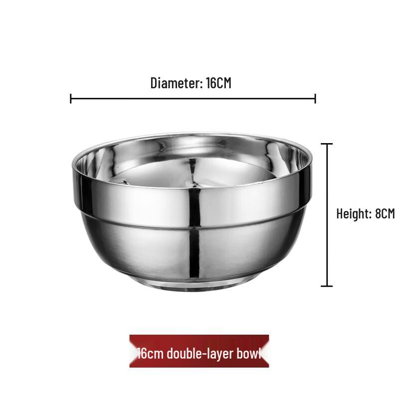 SuLi 304 Stainless Steel Double-Layer Anti-Scald Bowl