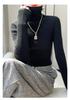 Autumn/Winter Slim-Fit Mock Neck Knit Sweater – Versatile Women's Base Layer