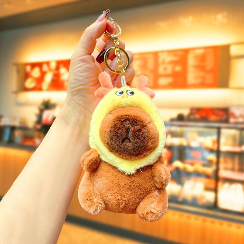 Cute Plush Capybara Keychain Pendant Ornament Wholesale Backpack Car Key Ring Doll