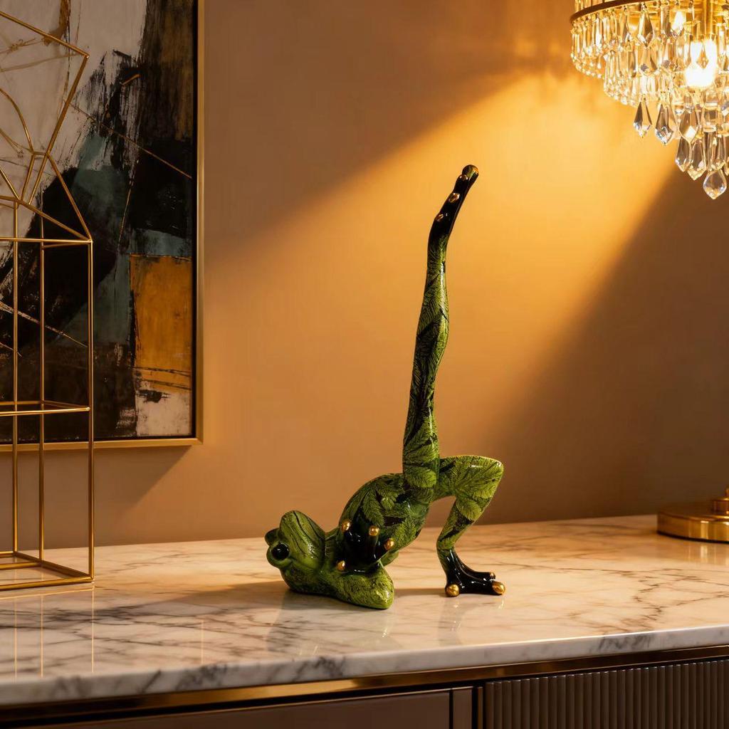 Resin Yoga Frog Ornaments for Office, TV, or Wine Cabinet Decor