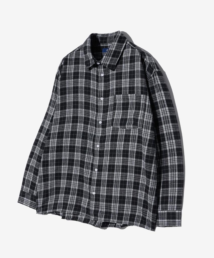 YALE Flannel Vintage Oversized Check Shirt_Black