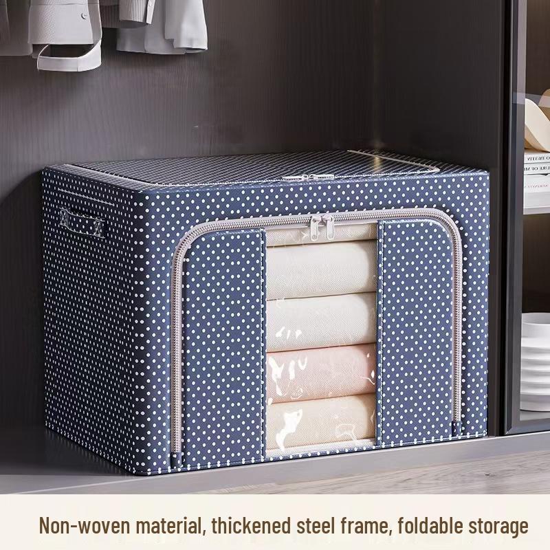 Extra Large Foldable Polka Dot Storage Box - Thick Oxford Cloth for Clothes & Quilts