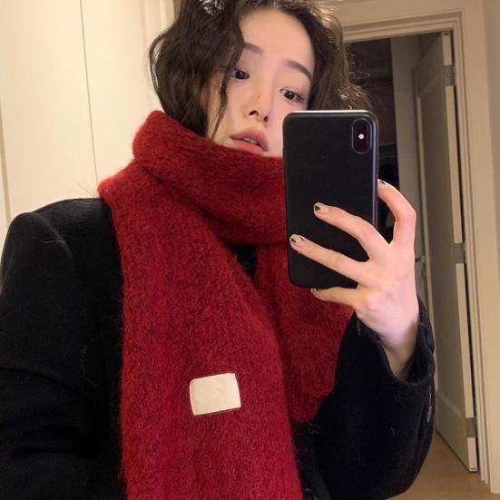 

Уютный зимний красный шарф Yousheng, мягкий, удобный, утолщенный, теплый, яркий цвет, универсальный, модный, изысканный шарф