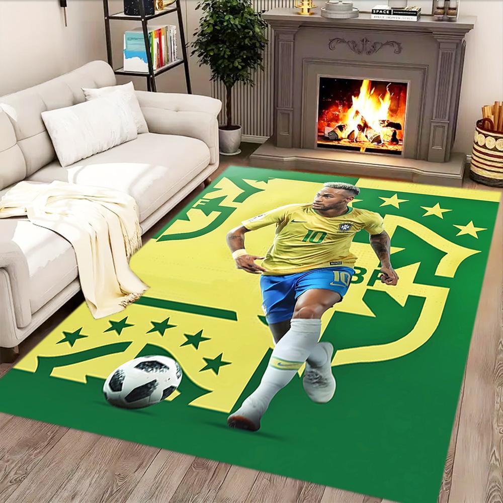Brazilian Football Star rug for living rooms, bedrooms, home décor, and as gifts.