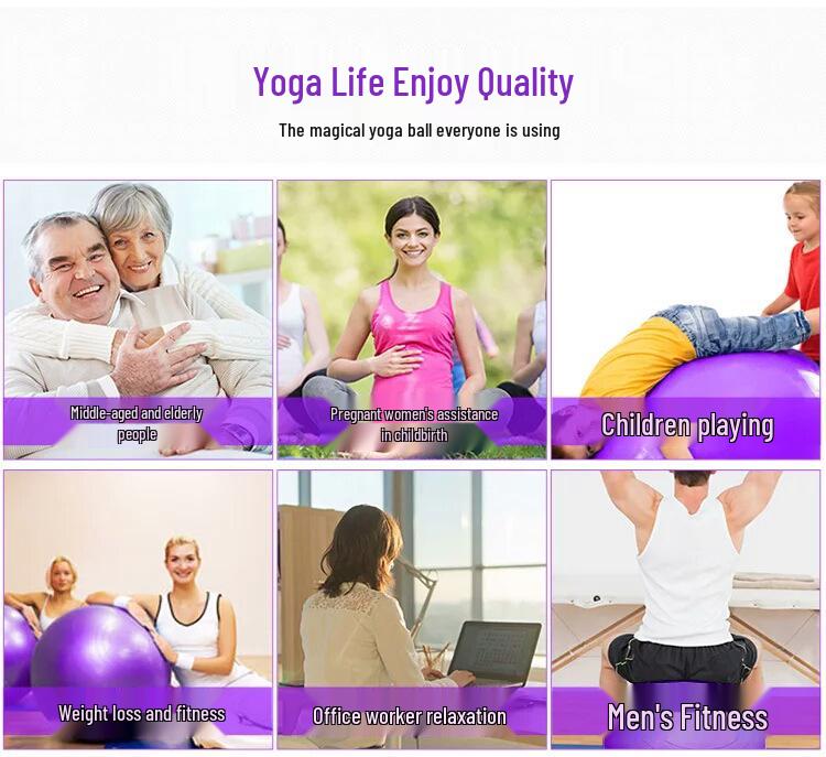 Durable PVC Yoga Stability Ball - Thickened, 55-85cm, Logo Support Available
