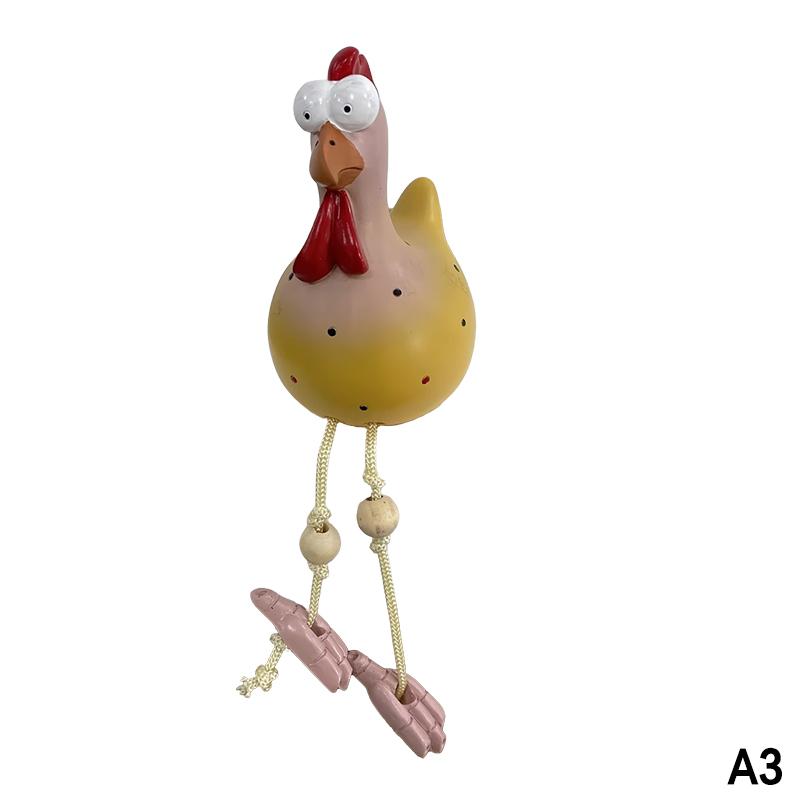 Funny Big-Eyed Long-Legged Chicken Decorative Ornament Rooster Figurine Resin Animal Statue Garden Yard Decoration Home Decor