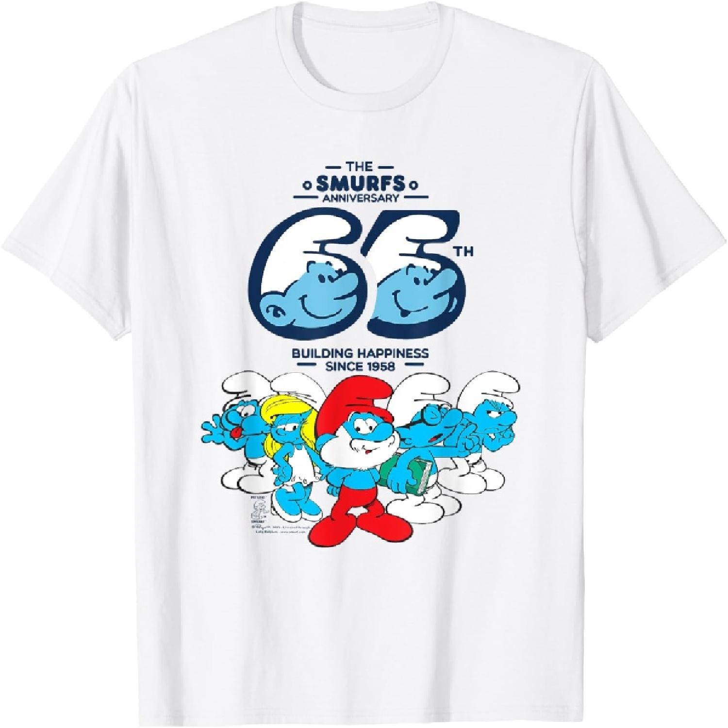 Футболка с групповым изображением Смурфиков к 65-летию S белый