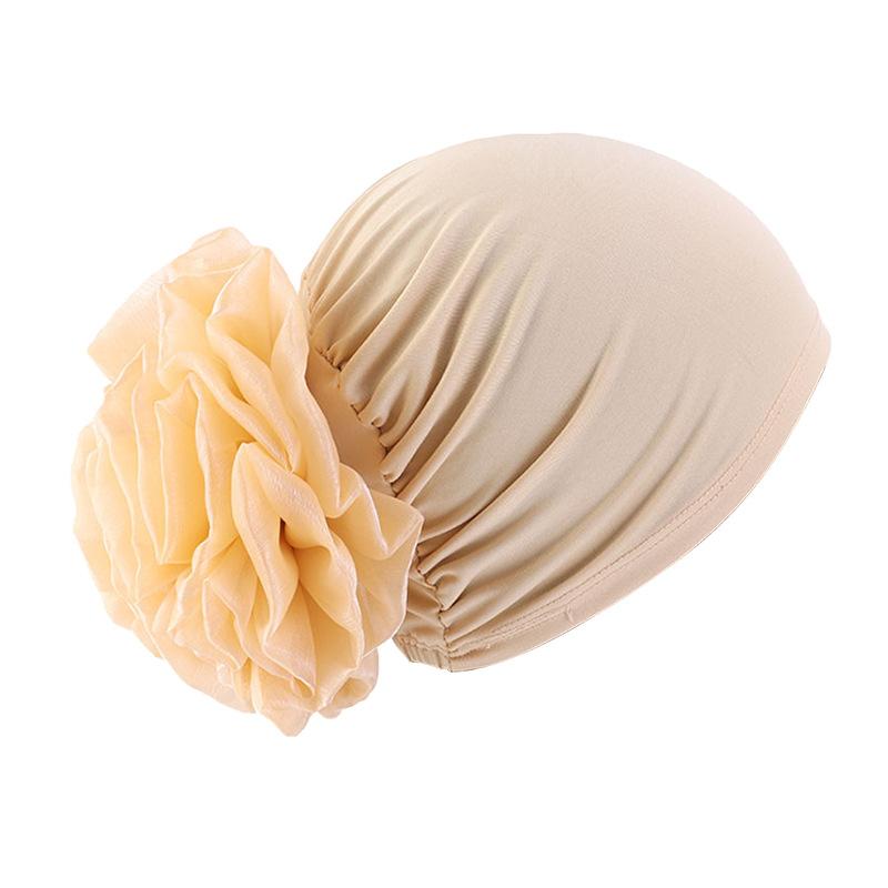 Women Elastic Turban Cap Flower Headscarf Muslim Hijab Undercap Bonnet Hair Loss Cover Chemo Cap Islamic Head Wrap Beanie