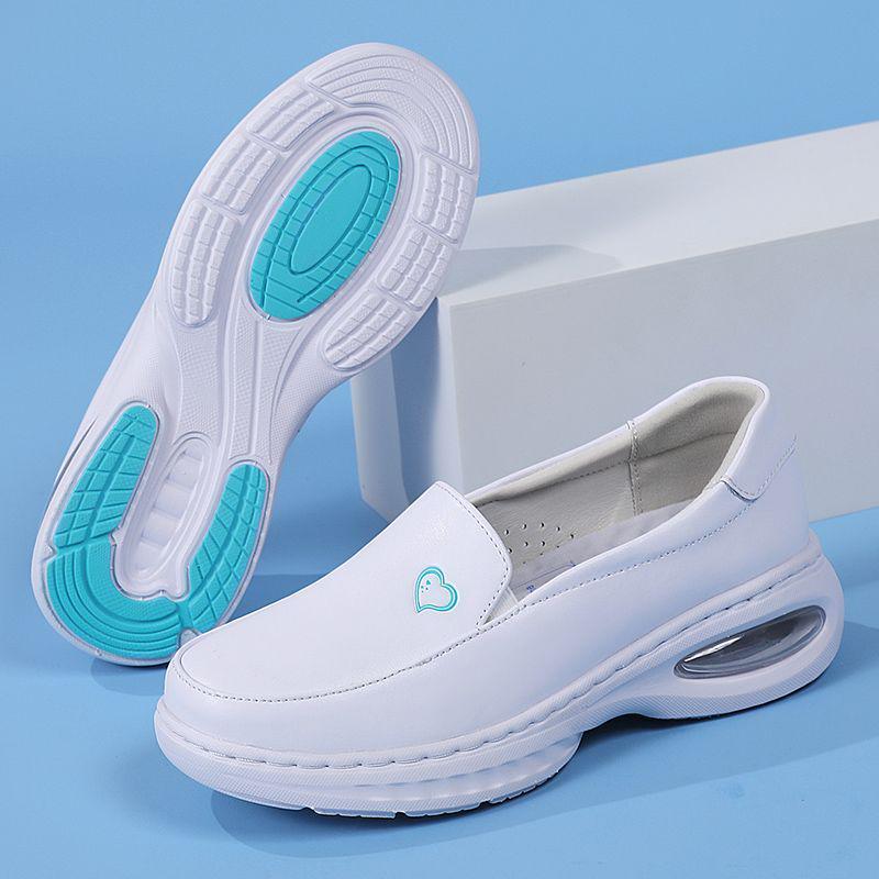 Damen Schwesternschuhe - Weich, Atmungsaktiv, Rutschfest, Bequem, Flacher Absatz, Luftpolster, Höhenerhöhend, Echtes Rindsleder für Medizinische Arbeit