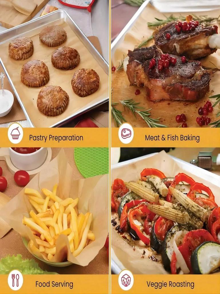 Parchment Paper Baking Sheets Non-Stick Precut Baking Parchment Paper for Baking Grilling Air Fryer Bread