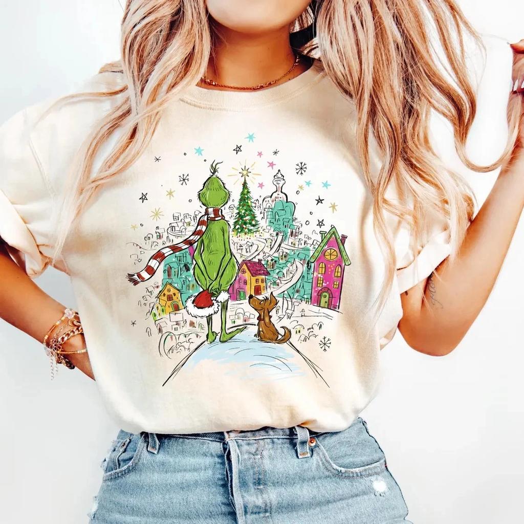 Retro Grinch Shirt - Vintage Grinchmas Holiday Tee, Watercolor Christmas Movie T