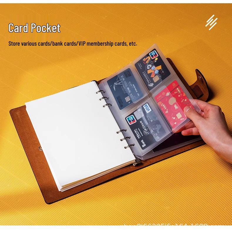 A5 Retro Cowhide Leather Business Notebook with Buckle Binder