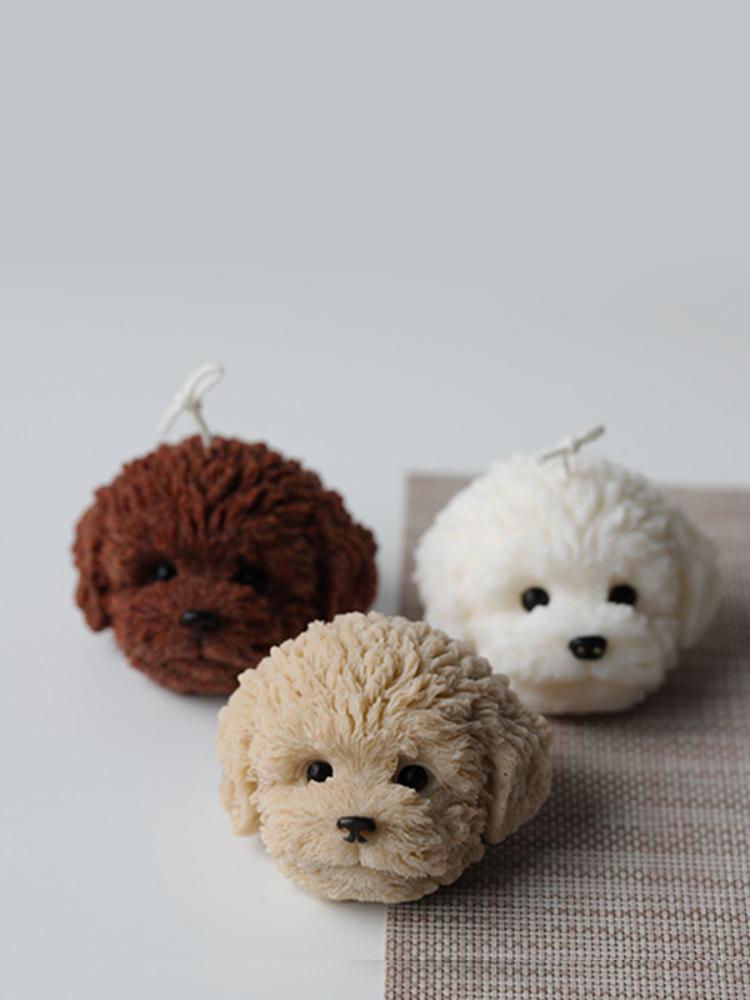 1Pcs Teddy Bear Aromatherapy Candle Silicone Mold for Handmade Dly Teddy Dog Head Mousse Chocolate Cake Baking Mold Plaster