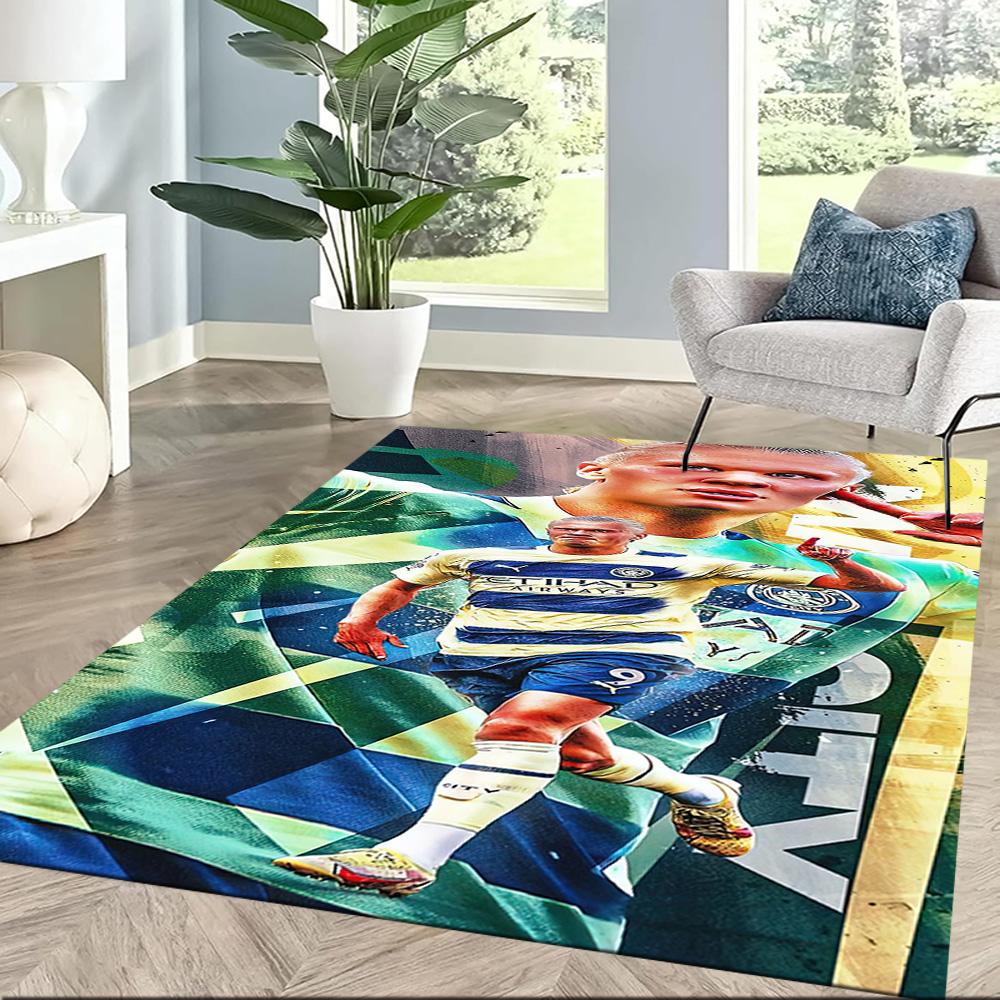 Haaland Fan Square rugs are a great choice for living rooms, bedrooms, home décor, and as gifts.