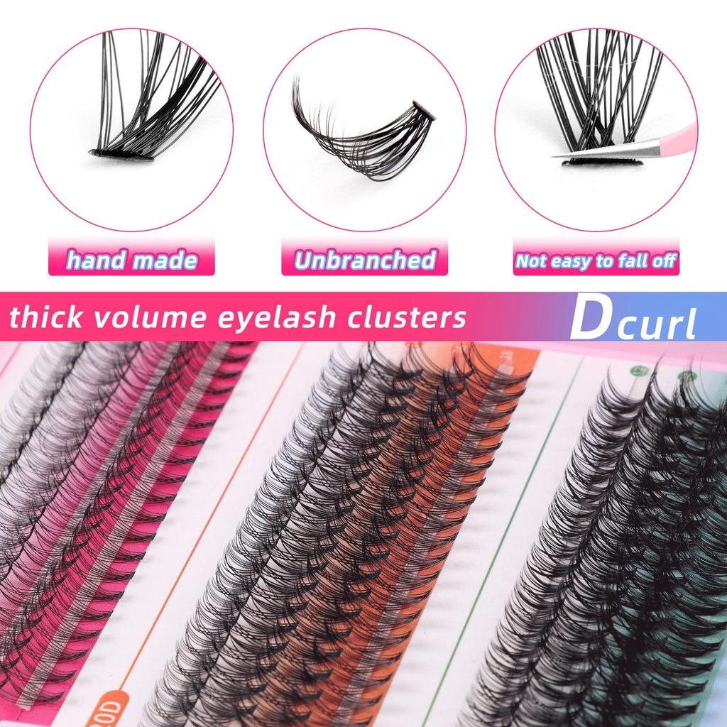 Premium DIY Mixed Cluster False Eyelash Set - 547 Dense, Curled Segments for a Customized Look