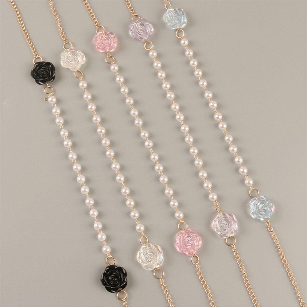 

Ремешок на шею для хиджаба, жемчужный цветок розы, цепочка для очков, подвесная веревка, ремешки, цепочка для маски