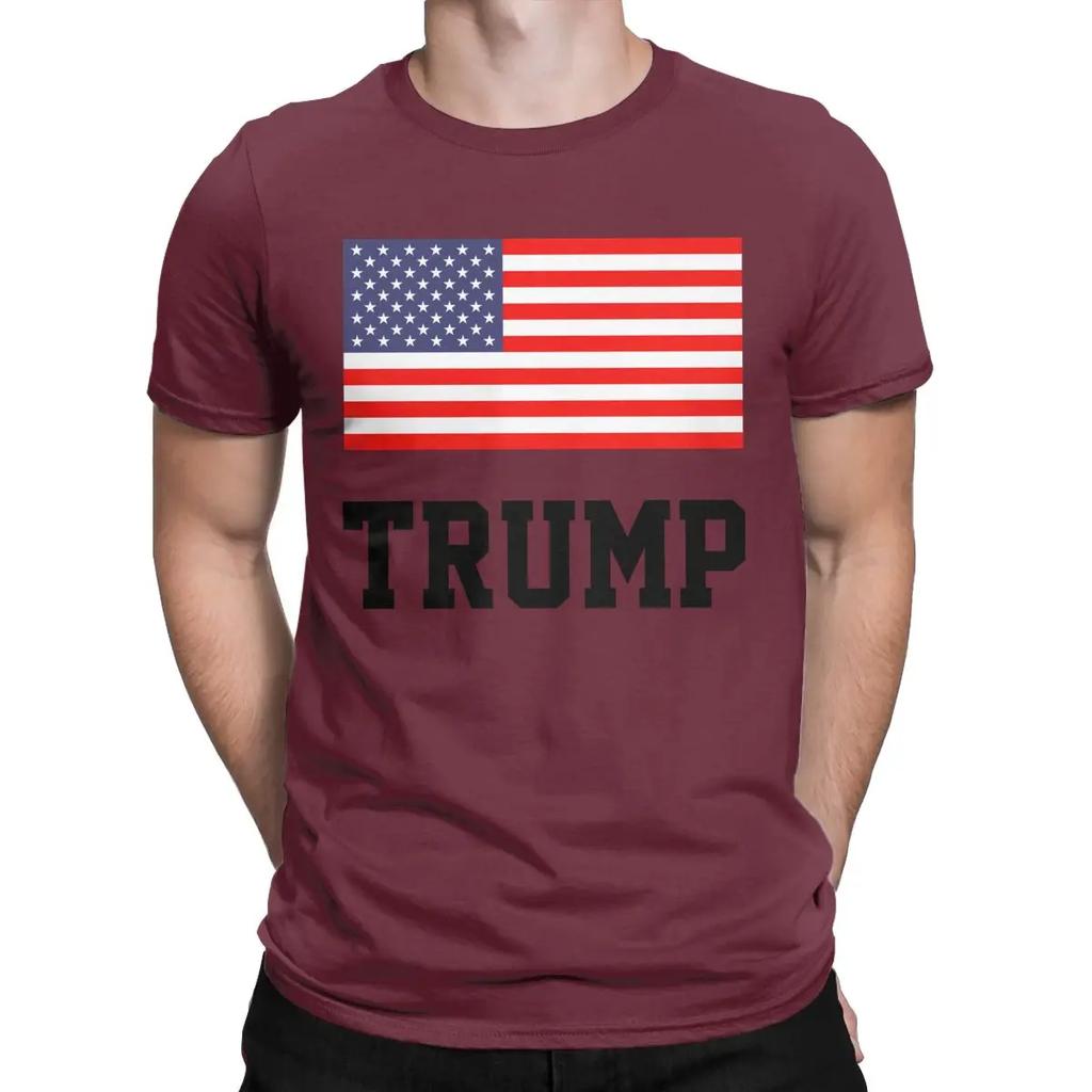 T-shirt da uomo Donald Trump Bandiera Americana Presidente Pazzo Puro Cotone Maglietta Manica Corta T-shirt Girocollo Abbigliamento Nuovo