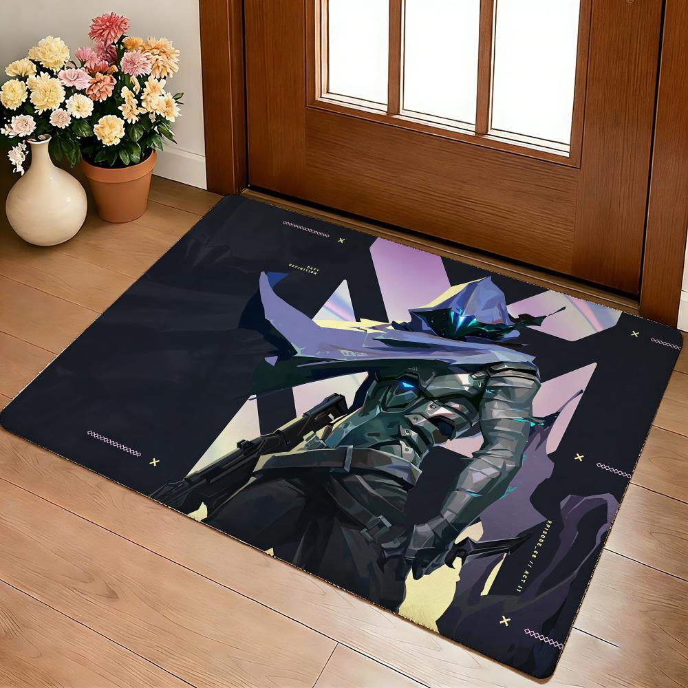 Game V-ValorantS Cool Floor Mat Cozy Flannel Soft Thick Non-Slip Mat For Living Room Bedroom Kitchen Decor Rugs