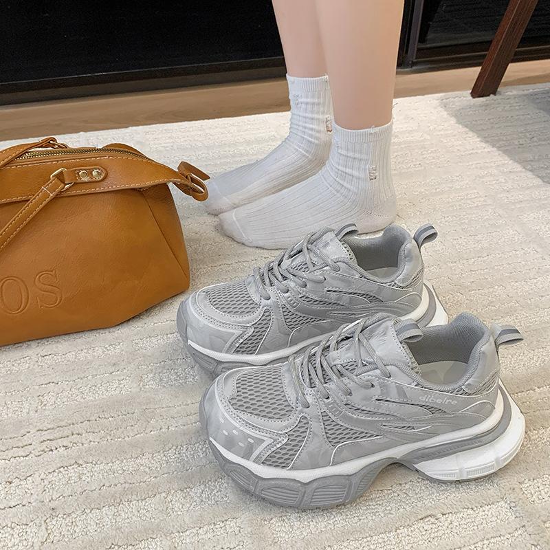 Sneakers platform 2025 couples summer new comfortable dad shoes color matching casual breathable height increasing running shoes