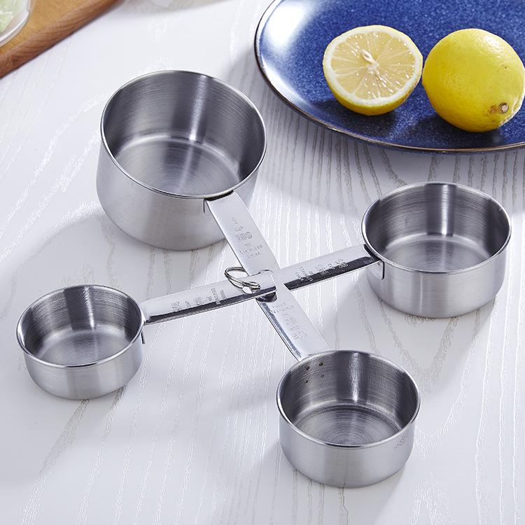 Stainless Steel Measuring Cup & Spoon Set for Baking, with Scale.