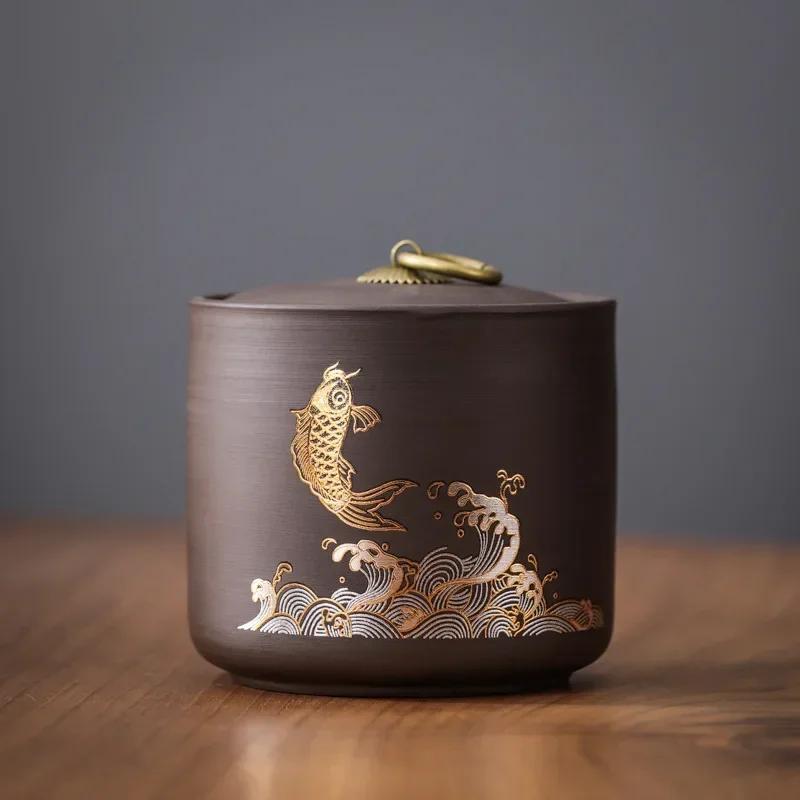 2025 New Coarse Pottery Tea Sealed Jar 9.5x10cm Water Capacity 435ml Tea Container Tea Box
