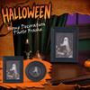 Retro Style Picture Frame Embossed Photo Frame Resin Black Handcrafted Tabletop Display Halloween Decor For Gift Living Room, Round