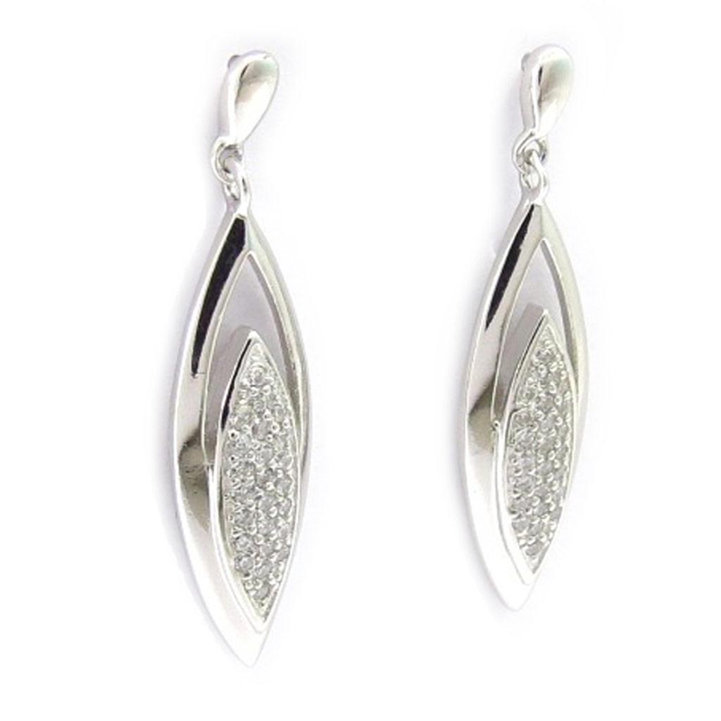 Les Trésors De Lily [K5883] - Silver Earrings 'Déesse' Silvery White (rhodium-plated) - 30x8 Mm