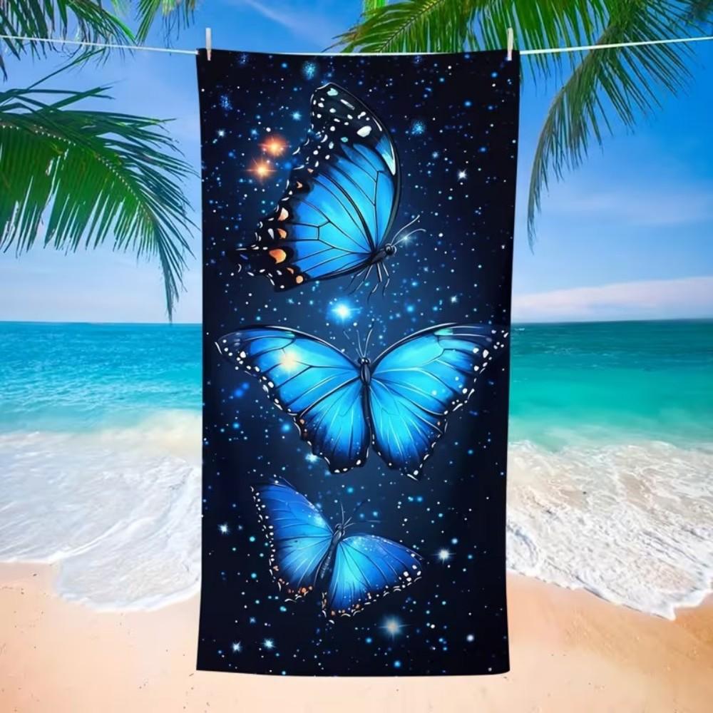 Oversized Starry Butterfly Beach Towel Large Galaxy Bath Towel Microfiber Quick Dry Swim Blanket Aesthetic Universe Pool Mat XL